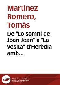 De "Lo somni de Joan Joan" a "La vesita" d'Herèdia amb consideracions sobre Corella i el "Tirant" / Tomàs Martínez Romero | Biblioteca Virtual Miguel de Cervantes