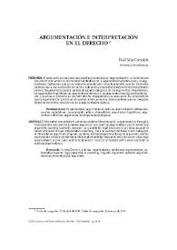 Argumentación e interpretación en el Derecho / Neil MacCormick | Biblioteca Virtual Miguel de Cervantes