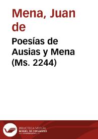 Poesías de Ausias y Mena (Ms. 2244) | Biblioteca Virtual Miguel de Cervantes