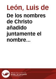 De los nombres de Christo añadido juntamente el nombre del cordero | Biblioteca Virtual Miguel de Cervantes
