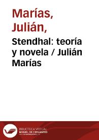 Stendhal: teoría y novela / Julián Marías | Biblioteca Virtual Miguel de Cervantes