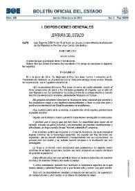 Ley Orgánica 3/2014, de 18 de junio, por la que se hace efectiva la abdicación de Su Majestad el Rey Don Juan Carlos I de Borbón | Biblioteca Virtual Miguel de Cervantes