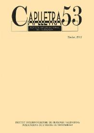 Caplletra: Revista Internacional de Filologia. Núm. 53, tardor de 2012 | Biblioteca Virtual Miguel de Cervantes