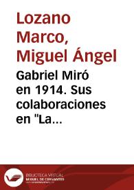 Gabriel Miró en 1914. Sus colaboraciones en "La Vanguardia" / Miguel Ángel Lozano Marco | Biblioteca Virtual Miguel de Cervantes