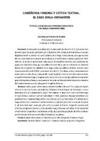 Lingüística forense y crítica textual. El caso Ayala-Cervantes / José Manuel Fradejas Rueda | Biblioteca Virtual Miguel de Cervantes