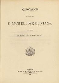 Coronación del eminente poeta D. Manuel José Quintana celebrada en Madrid a 25 de marzo de 1855 | Biblioteca Virtual Miguel de Cervantes