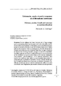 Tolerancia, modus vivendi y consenso en el liberalismo rawlsiano / Fernando A. Lizárraga | Biblioteca Virtual Miguel de Cervantes