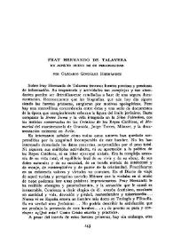 Fray Hernando de Talavera. Un aspecto nuevo de su personalidad / por Olegario González Hernández | Biblioteca Virtual Miguel de Cervantes