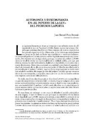 Autonomía y desconfianza en «El imperio de la ley» del profesor Laporta / Juan Manuel Pérez Bermejo | Biblioteca Virtual Miguel de Cervantes