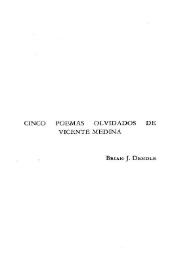 Cinco poemas olvidados de Vicente Medina / Brian J. Dendle | Biblioteca Virtual Miguel de Cervantes