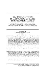 Com integrar un focus en la gramàtica a les classes comunicatives de llengua / Hossein Nassaji | Biblioteca Virtual Miguel de Cervantes