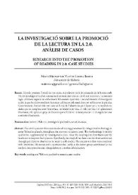 La investigació sobre la promoció de la lectura en la 2.0. Anàlisi de casos / Maite Monar van Vliet i Gemma Lluch | Biblioteca Virtual Miguel de Cervantes