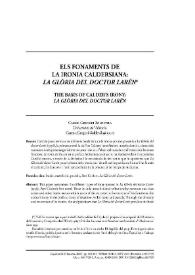 Els fonaments de la ironia caldersiana: «La Glòria del doctor Larén» / Carme Gregori Soldevila | Biblioteca Virtual Miguel de Cervantes