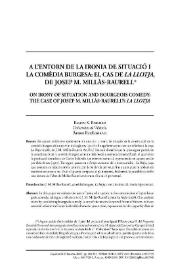 Més informació sobre A l’entorn de la ironia de situació i la comèdia burgesa: el cas de «La llotja», de Josep M. Millàs / Ramon X. Rosselló