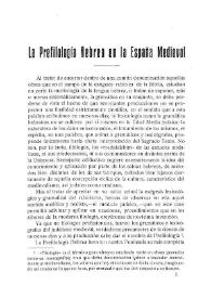 La prefilología hebrea en la España Medieval / I. González Llubera | Biblioteca Virtual Miguel de Cervantes