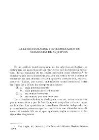 La estructuración e interpretación de secuencias de adjetivos / Marta E. Luján | Biblioteca Virtual Miguel de Cervantes