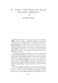 El dios poético de Juan Ramón Jiménez / por Ricardo Gullón | Biblioteca Virtual Miguel de Cervantes
