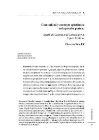 Comunidad y contexto epistémico en la prueba pericial  / Florencia Rimoldi | Biblioteca Virtual Miguel de Cervantes