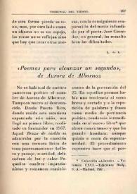 "Poemas para alcanzar un segundo", de Aurora de Albornoz  / L. de L. | Biblioteca Virtual Miguel de Cervantes