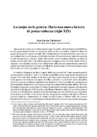 La mujer en la guerra: Hacia una nueva lectura de poetas cubanas (siglo XIX) / Ana García Chichester | Biblioteca Virtual Miguel de Cervantes
