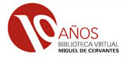 Logo del Décimo Aniversario de la Biblioteca Virtual Miguel de Cervantes