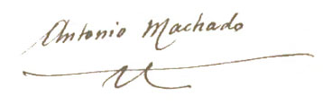 Firma de Antonio Machado extraída del manuscrito del poema «La muerte del niño herido» (1938)