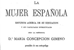 Portada de «La mujer española. Estudios acerca de su educación y sus facultades intelectuales», Madrid, Imprenta y Librería de Miguel Guijarro, 1877.