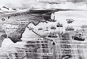 Mapa descriptivo del rescate de la bomba en Palomares. 1966.
