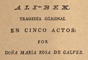 Portada de Ali-Bek. Tragedia original en cinco actos, Madrid, Benito García y Compañía, 1801