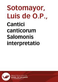 Cantici canticorum Salomonis interpretatio