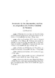 Inventario de los documentos escritos en pergaminos del Archivo Catedral de Valencia [VII] [Continuación]