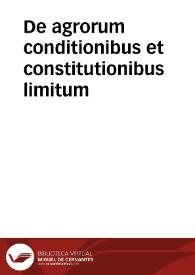 De agrorum conditionibus et constitutionibus limitum
