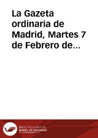 La Gazeta ordinaria de Madrid, Martes 7 de Febrero de 1679