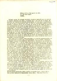 Carta del PSOE y la UGT a Juan Negrín. México D. F., 8 de agosto de 1945