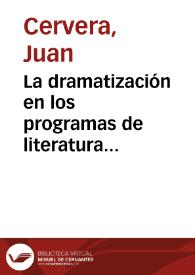 La dramatización en los programas de literatura infantil / Juan Cervera | Biblioteca Virtual Miguel de Cervantes