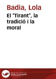 El "Tirant", la tradició i la moral | Biblioteca Virtual Miguel de Cervantes