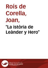 "La istòria de Leànder y Hero" | Biblioteca Virtual Miguel de Cervantes