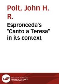 Espronceda's "Canto a Teresa" in its context | Biblioteca Virtual Miguel de Cervantes