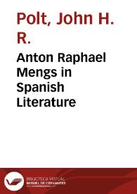 Anton Raphael Mengs in Spanish Literature | Biblioteca Virtual Miguel de Cervantes