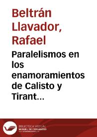 Paralelismos en los enamoramientos de Calisto y Tirant lo Blanc : los primeros síntomas del "mal del amar" | Biblioteca Virtual Miguel de Cervantes