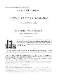 Nuevas lápidas romanas de la ciudad de León / Fidel Fita | Biblioteca Virtual Miguel de Cervantes