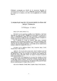 La arqueología israelita y la historicidad de los libros del Antiguo Testamento / José María Blázquez Martínez, J. Cabrero | Biblioteca Virtual Miguel de Cervantes