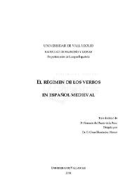 El régimen de los verbos en español medieval / Florencio del Barrio de la Rosa | Biblioteca Virtual Miguel de Cervantes