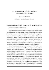 El círculo hermenéutico y los límites de una filosofía de la lectura / Diego Sánchez Meca | Biblioteca Virtual Miguel de Cervantes