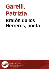 Bretón de los Herreros, poeta / Patrizia Garelli | Biblioteca Virtual Miguel de Cervantes