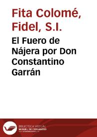 El Fuero de Nájera por Don Constantino Garrán / Fidel Fita | Biblioteca Virtual Miguel de Cervantes
