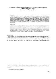 La instrucción y la enseñanza en la provincia de Alicante durante el siglo XX | Biblioteca Virtual Miguel de Cervantes