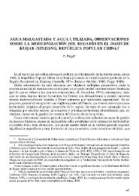 Agua malgastada y agua utilizada. Observaciones sobre la modernización del regadío en el oasis de Kuqar (Xinjiang, República Popular de China) | Biblioteca Virtual Miguel de Cervantes