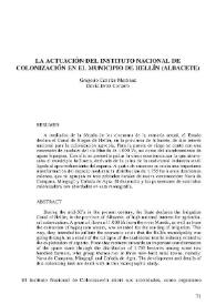 La actuación del Instituto Nacional de Colonización en el municipio de Hellín (Albacete) / Gregorio Canales Martínez y David Jerez Cordero | Biblioteca Virtual Miguel de Cervantes