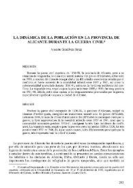 La dinámica de la población en la provincia de Alicante durante la Guerra Civil | Biblioteca Virtual Miguel de Cervantes